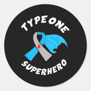 Typ Eins Superheld Typ-1-Diabetes-Bewusstsein 1 Runder Aufkleber