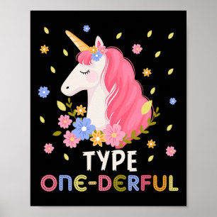 Typ Eins-wunderbares Einhorn Lustiger Diabetiker T Poster