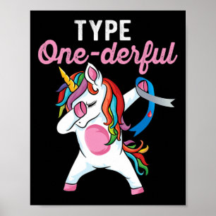 Typ Eins wundervolles Dabbing-Einhorn Typ-1-Diabet Poster