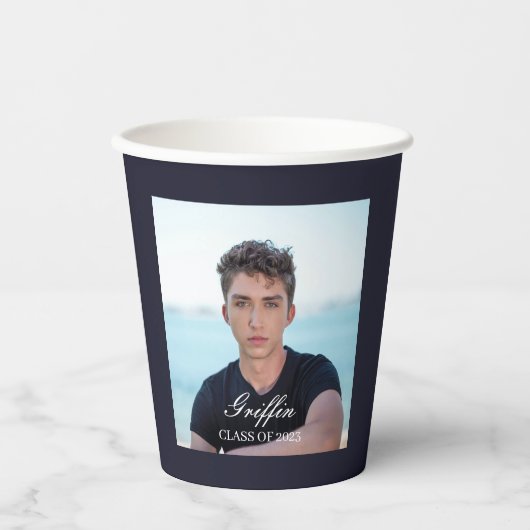 Typ Grad Moderner Abschluss Maßgeschneidertes Foto Pappbecher (Vorderseite)