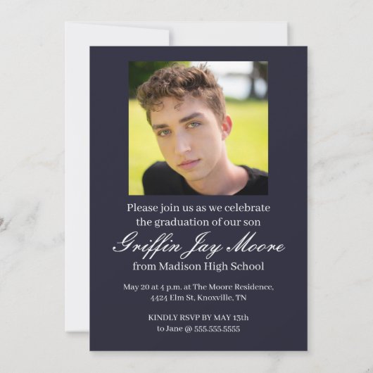 Typ Grad Moderner Foto Abschluss Einladung (Rückseite)