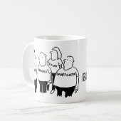 Typ in einem T - Shirt erklärt, dass er nicht verb Kaffeetasse (Vorderseite Links)