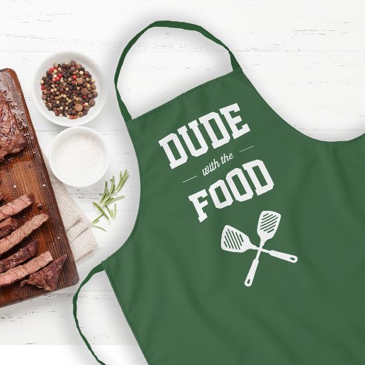 Typ mit Food Funny Hunter Green Grilling Schürze