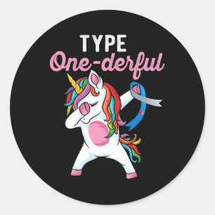 Typ Onederful Dabbing unicorn Typ 1 Diabetes Awa Runder Aufkleber