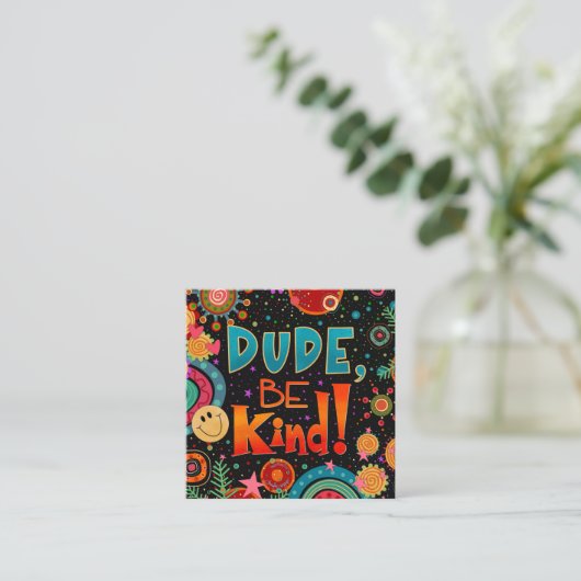 Typ sei freundlich Inspirivity Happness Cards Quadratische Visitenkarte (Stehend Vorderseite)