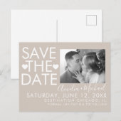 Typ und Herz Save the Date Foto Postkarte (Vorne/Hinten)