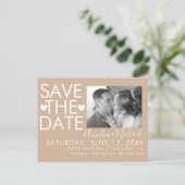Typ und Herz Save the Date Foto Postkarte (Stehend Vorderseite)