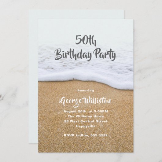 Typ unter dem Motto "Beach Themed Party - Einladun Einladung (Vorne/Hinten)