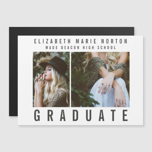 Type Abschluss Multi-Foto modern Magneteinladung (Vorne/Hinten)