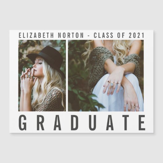 TYPE GRADUATE Modernes Multi-Foto Stilvoll Magnetkarte (Vorderseite)