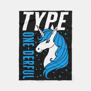 Type One Derful Einhorn T1d Mädchen Diabetes Bewus Fleecedecke