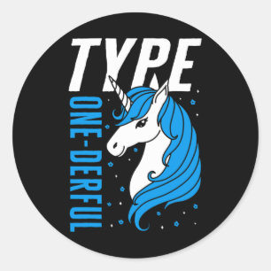 Type One Wundervolles Einhorn T1d Mädchen Diabetes Runder Aufkleber