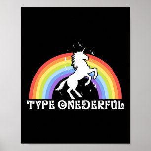 Type Onederful Typ-1-Diabetes-Einhorn-Regenbogen-B Poster