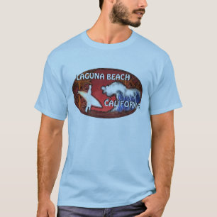 Typen Laguna-Strand-Kaliforniens blaues T-Shirt