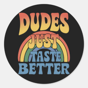 Typen schmecken einfach besser Regenbogen Schwul S Runder Aufkleber