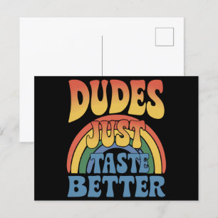 Typen schmecken einfach besser Regenbogen Schwule  Postkarte