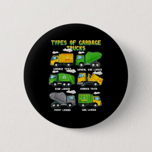 Typen von Garbage Truck Kids Boys Erwachsene Truck Button