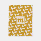 Typenmonogramm für Mustard Retro Leaf Fleecedecke (Vorderseite)