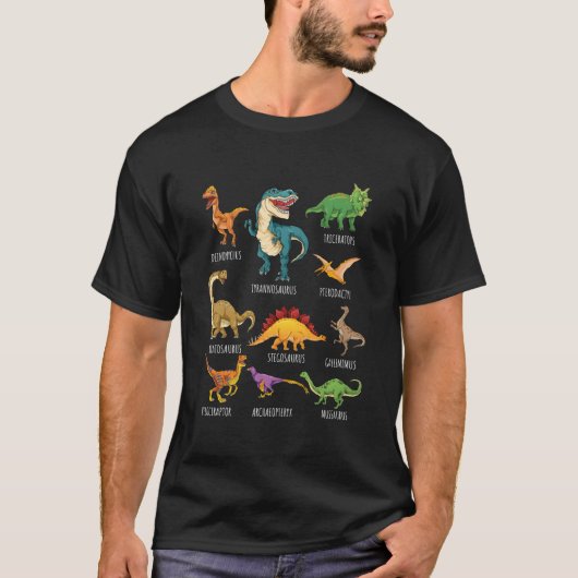 Types Of Dinosaurs S Dino Identification T-Shirt (Vorderseite)
