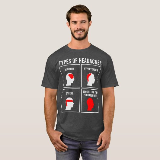 TYPES OF HEADACHES gift T-Shirt (Vorne ganz)
