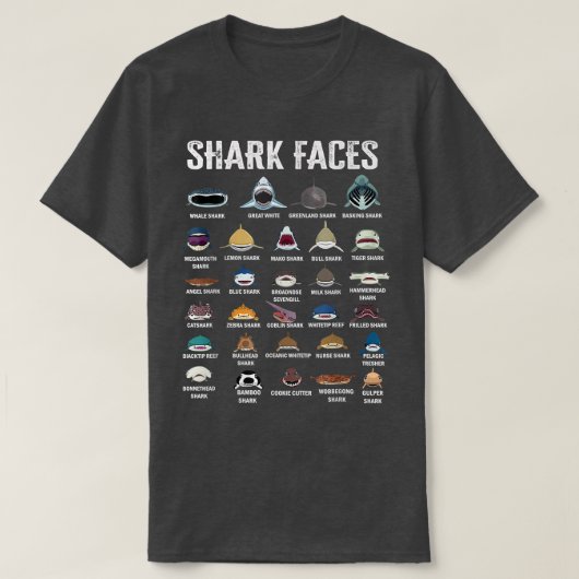 Types Of Shark Faces  T-Shirt (Design vorne)