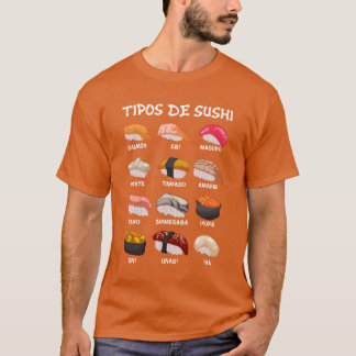 Types Of Sushi Food Japan Food Manga Anime family T-Shirt