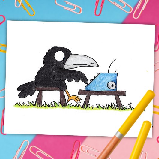 TYPEWRITER CROW Postcard von Nicole Janes Postkarte