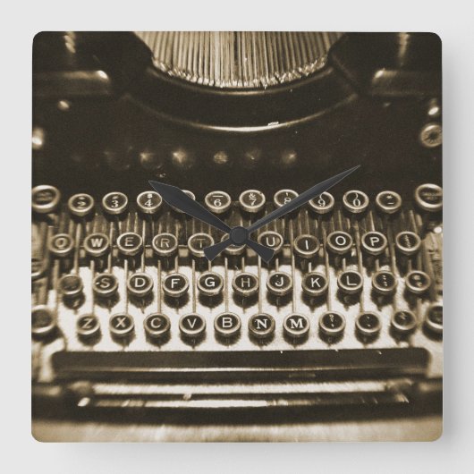 Typewriter Quadratische Wanduhr (Vorderseite)