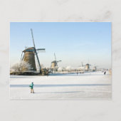 Typisch holländische Eis-Skaten in Kinderdijk Holl Postkarte (Vorderseite)
