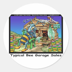 Typische Bienen-Garagenverkäufe Lustige Geschenke  Runder Aufkleber