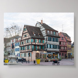 Typische Häuser in Colmar Poster