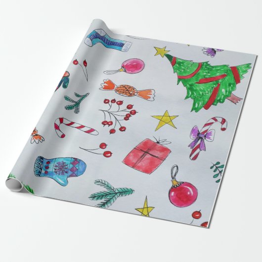 Typische Motive über Weihnachten Geschenkpapier (Ungerollt)