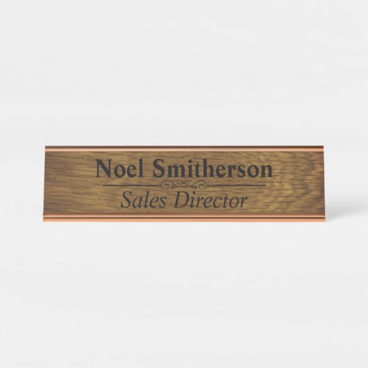 Typische Personalisierte Holzeffektplatte Schreibtischnamensplakette (Vorderseite )