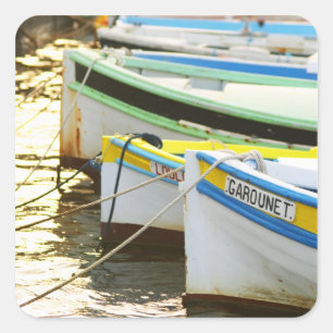 Typische provenzalische Fischerboote in Quadratischer Aufkleber