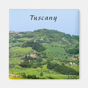 Typische Toskana-Landschaft mit Hügeln - Italien Magnet