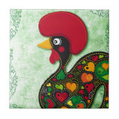 Typischer Hahn von Barcelos Fliese (Vorderseite)