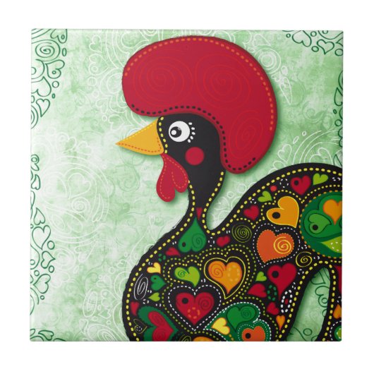 Typischer Hahn von Barcelos Fliese (Vorderseite)