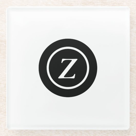 Typischer schwarzer und weißer Kreis Glasuntersetzer (Vorderseite)