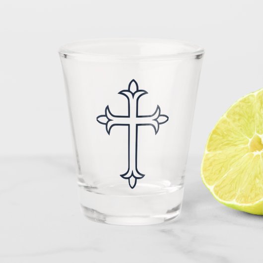 Typisches Christliches Kreuz Schnapsglas (Vorderseite)