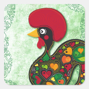 Typisches Raster von Barcelos Quadratischer Aufkleber