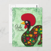 Typisches Rooster von Barcelos - Galo de Barcelos Postkarte (Vorne/Hinten)