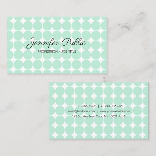 Typisches Template Elegant Mint Grün weißen Bus mo Visitenkarte (Vorne/Hinten)