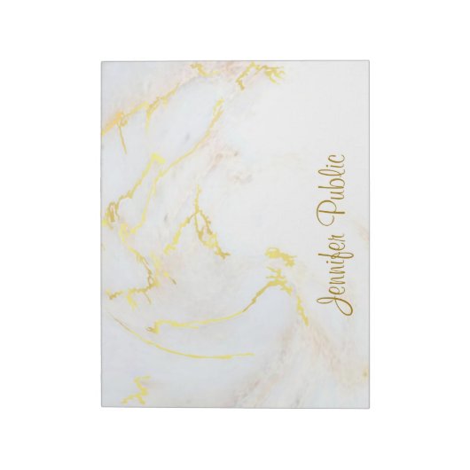 Typisierte, elegante, weiße Marmorvorlage Notizblock (Rotiert)