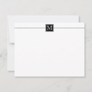 Typo formale Schwarz-Weiß-Monogramm Mitteilungskarte