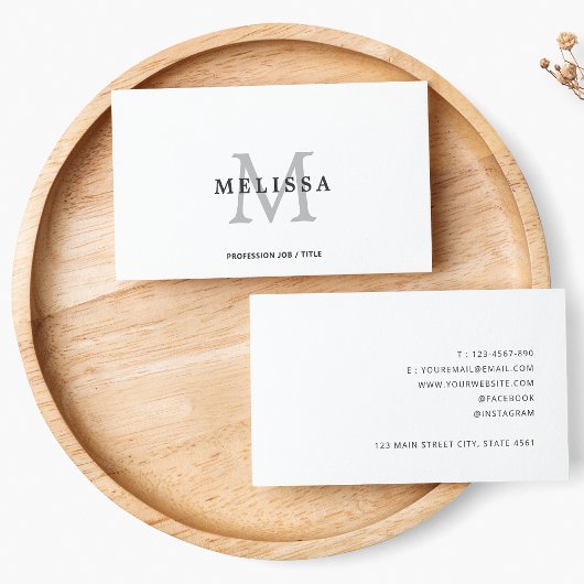 Typo formale Schwarz-Weiß-Monogramm-Typografie Visitenkarte