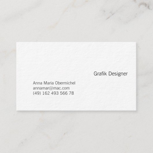 Typo für Grafik-Designer einfach Visitenkarte (Vorderseite)