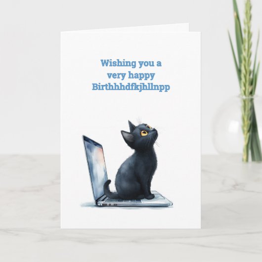 Typo Kitty Birthday Karte (Vorderseite)