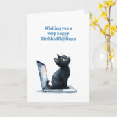 Typo Kitty Geburtstag Karte (Gelbe Blume)