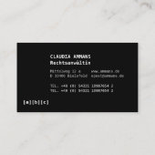 Typo Visitenkarten schwarz Visitenkarte (Rückseite)