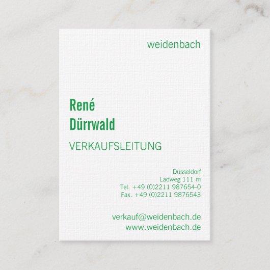 Typodiagramme Visitenkarten Visitenkarte (Vorderseite)